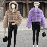 New Style Women Fur Coat Natural Fox Fur Jacket 100% Real Fur Coat Collar Hood Autumn And Winter Clothing Customizable