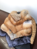 Hot sale  Winter fox hair new color coat  wind long red fox silver fox collar fur female coat