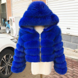 Women's Coats Real Fur Coat Natural Fox fur Jacket Removable Hood Wholesale Customization Women's Fur Coats