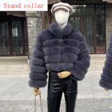 New Style Women Fur Coat Natural Fox Fur Jacket 100% Real Fur Coat Collar Hood Autumn And Winter Clothing Customizable