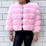 Luxurious Fur Coat Women Cropped Real Fur Jacket Customizable Real Fox Fur Coat