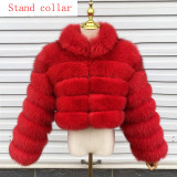 New Style Women Fur Coat Natural Fox Fur Jacket 100% Real Fur Coat Collar Hood Autumn And Winter Clothing Customizable