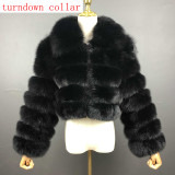 New Style Women Fur Coat Natural Fox Fur Jacket 100% Real Fur Coat Collar Hood Autumn And Winter Clothing Customizable