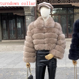 New Style Women Fur Coat Natural Fox Fur Jacket 100% Real Fur Coat Collar Hood Autumn And Winter Clothing Customizable