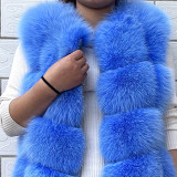 New Style Fox Fur Vest Removable Long Sleeves Stand Collar Coat Warm Jacket Women's Real Fox Fur Bubble Coat