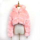 Wholesale Wool Jacket Hooded Warm Faux Fur Coat Women With Factory Price