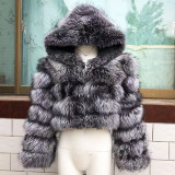 Women's Coats Real Fur Coat Natural Fox fur Jacket Removable Hood Wholesale Customization Women's Fur Coats