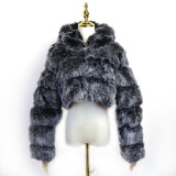 Wholesale Wool Jacket Hooded Warm Faux Fur Coat Women With Factory Price
