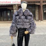 New Style Women Fur Coat Natural Fox Fur Jacket 100% Real Fur Coat Collar Hood Autumn And Winter Clothing Customizable