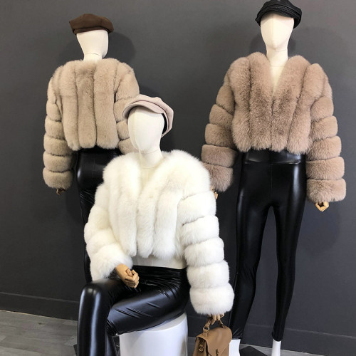 Wholesale customization Women Fur Coat Real Fox Fur Jacket Natural Fox Fur Short Style Clothing Full Length Sleeve Female Coat