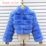 New Style Women Fur Coat Natural Fox Fur Jacket 100% Real Fur Coat Collar Hood Autumn And Winter Clothing Customizable