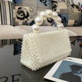 Wedding luxury bucket tote bead woven women party straw ladies evening cute woman purse and handbag clutch pearl bag