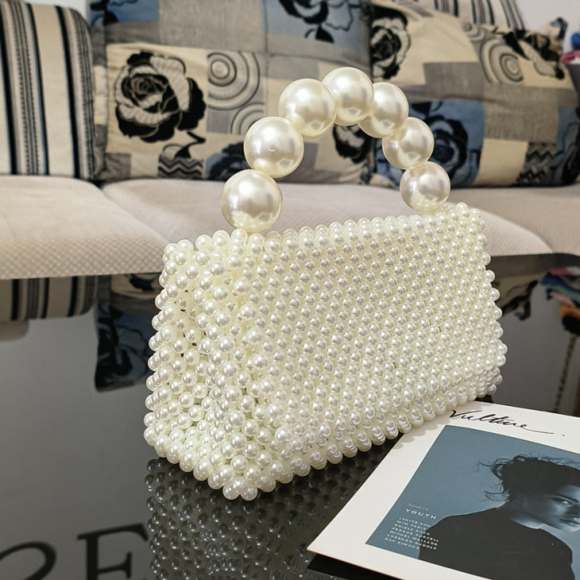 Wedding luxury bucket tote bead woven women party straw ladies evening cute woman purse and handbag clutch pearl bag