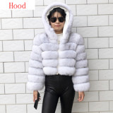 New Style Women Fur Coat Natural Fox Fur Jacket 100% Real Fur Coat Collar Hood Autumn And Winter Clothing Customizable