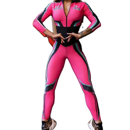 Personalized Printed Long Sleeve Fitness Zipper Onesie Casual Suit Swimming And Wading Sports Wear Yoga Clothes