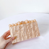 Luxury chain cloud glue solid color new bead elegant handbag ladies purse envelope evening women's clutches clutch acrylic bag