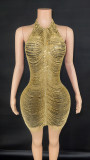 popular luxury heavy industry diamond chain hanging neck backless dress bar singer stage performance dress party dress