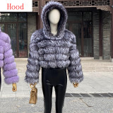 New Style Women Fur Coat Natural Fox Fur Jacket 100% Real Fur Coat Collar Hood Autumn And Winter Clothing Customizable