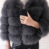 Wholesale customization Women Fur Coat Real Fox Fur Jacket Natural Fox Fur Short Style Clothing Full Length Sleeve Female Coat