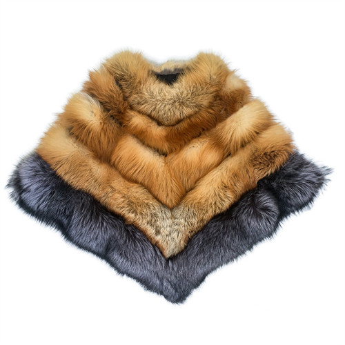 Hot sale  Winter fox hair new color coat  wind long red fox silver fox collar fur female coat
