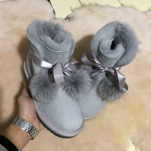 Winter New Sheepskin Wool Integrated Plush Ball Snow Boots Women's Fox Wool Ball Short Boots Cotton Shoes