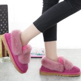 Snow boots, women's fur integrated short tube, one foot pedal shoes, wool bean shoes, wool bread shoes, cotton shoes, large size women's shoes