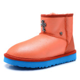 Winter sheepskin and fur integrated snow boots wholesale by female manufacturers of short tube low top snow boots