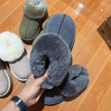 Winter Genuine Leather Wool Thick Sole Slippers Baotou Tuo Women's Home Wool Cotton Shoes Maomao Tuo Thick Sole Outer Wear Cotton Tuo