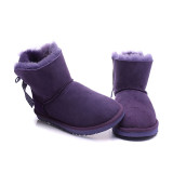 New winter multi-color optional ribbon sheepskin fur integrated snow boots for women's ribbon low cut short cotton shoes