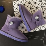 Winter New 3352 Sheepskin Wool Integrated Snow Boots Women's Rhinestone Short Barrel Low Top Button Boots Cotton Shoes