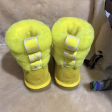 Winter New Leather and Fur Integrated Snow Boots for Women's , Short Barrel, Genuine Leather, Wool fur snow Shoes snowboots