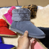 Winter New Genuine Leather Wool Snow Boots Women's Thick Sole Cotton Shoes Thickened plush Warm Women's Shoe Boots