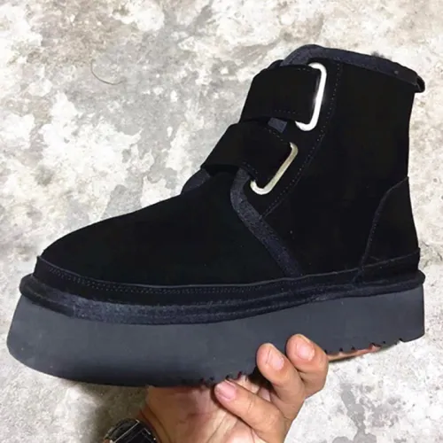 New Thick Sole Sheepskin and Wool Integrated Snow Boots for Women's Genuine Leather, Wool, Heightened Matsutake Sole, Cotton Shoes, Warm and Casual Women's Shoes