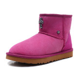 Winter sheepskin and fur integrated snow boots wholesale by female manufacturers of short tube low top snow boots