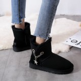 New Snow Boots Women's Sheep Leather and Wool One Piece Student Low Top Short Barrel Winter Women's Shoes Pendant Boots Cotton Shoes