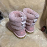 Winter New Leather and Fur Integrated Snow Boots for Women's , Short Barrel, Genuine Leather, Wool fur snow Shoes snowboots