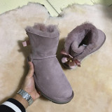 Autumn and Winter New Low Top Snow Boots Women's Mink Fur Pendant Sheep Fur One Piece Short Boots Large