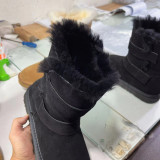New Sheepskin Wool Integrated Snow Boots Women's Mid Sleeve Casual Warm Cotton Shoes Genuine Leather Wool Flat Bottom Warm Women's Shoes