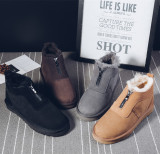 Winter New Sheepskin Wool Integrated Snow Boots Men's Short Boots Zipper Cotton Shoes Cross border Large Shoes