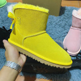 Winter New Sheepskin Wool Integrated Ribbon Snow Boots Women's Short Boots Low Top Cotton Shoes Women's Shoes Large