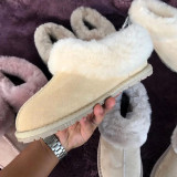 Autumn and winter new plush flat bottomed plush shoes for women's outerwear cotton shoes, wool snow boots, monk shoes, genuine leather women's shoes