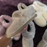Autumn and winter new plush flat bottomed plush shoes for women's outerwear cotton shoes, wool snow boots, monk shoes, genuine leather women's shoes