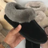 Autumn and winter new plush flat bottomed plush shoes for women's outerwear cotton shoes, wool snow boots, monk shoes, genuine leather women's shoes