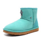 Winter sheepskin and fur integrated snow boots wholesale by female manufacturers of short tube low top snow boots