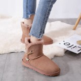 New Snow Boots Women's Sheep Leather and Wool One Piece Student Low Top Short Barrel Winter Women's Shoes Pendant Boots Cotton Shoes