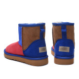 New Winter Sheepskin Wool Integrated Color Matching Snow Boots Women's Warm Cotton Shoes Short Boot Large