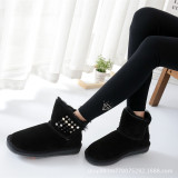 Autumn and winter low cut short tube snow boots, women's fur integrated water diamond short boots, wool plush boots