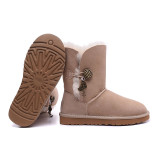 Wholesale of Genuine Leather Women's Shoes with Mid Tube Sheep Leather and Wool Integrated Warm Snow Boots, Shell Hangers, Wool Cotton Boots by Manufacturers
