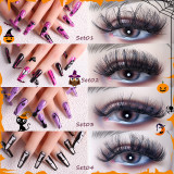 Baolingshop Halloween High fashion women new eyelashes synthetic eyelash with nail patch press on nail