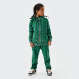 Children's clothing European and American trendy brand half high collar double zipper coat hip-hop street dance retro vintage children's two-piece set